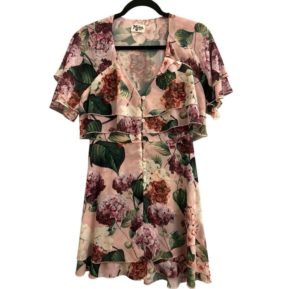 Show Me Your Mumu Hydrangea Ruffle layered Mini Deess size S Cottagecore Romanti